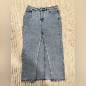 Women's Meshki Blue Denim Midi Skirt